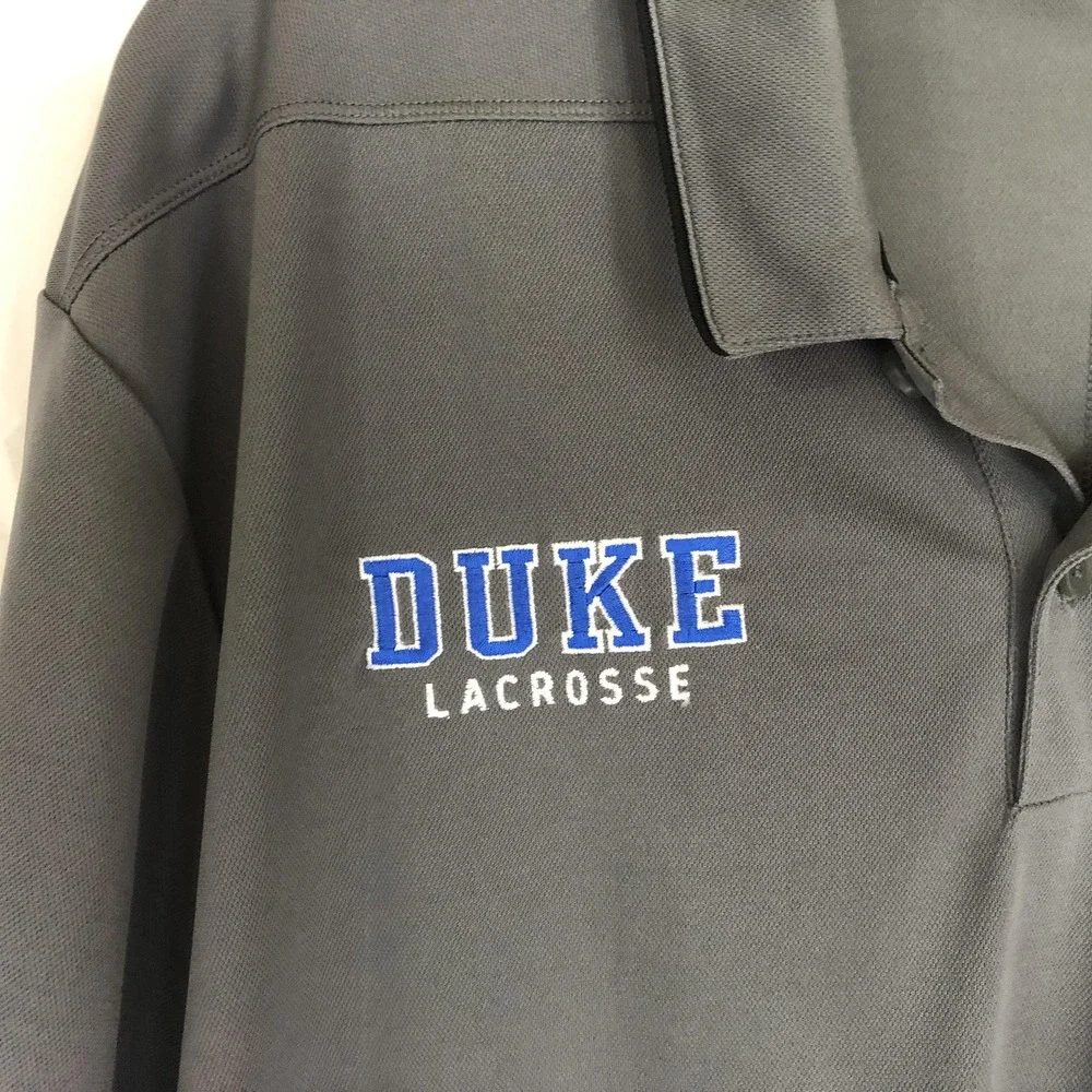 Duke Blue Devils Polo Shirt Mens XL Gray NCAA Lacrosse Nike Dri Fit Performance